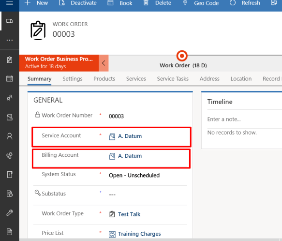 Identify booking status and work order status values for work order ...